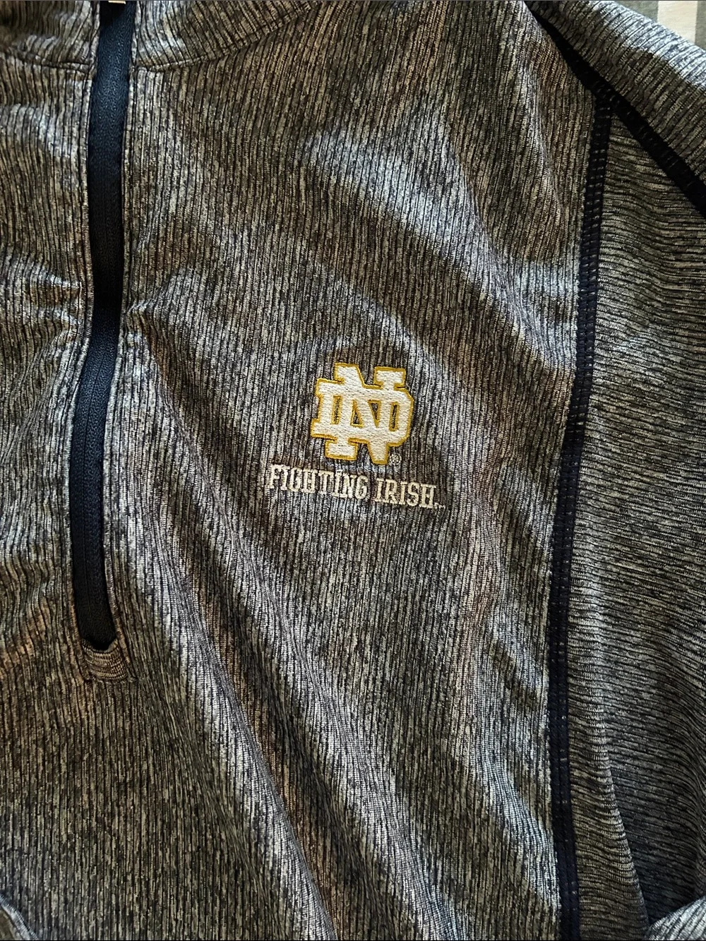 Antigua Gray & Black Quarter-Zip Pullover with Notre Dame Logo